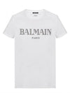 Logo Print Round Neck Short Sleeve T-Shirt White - BALMAIN - BALAAN.