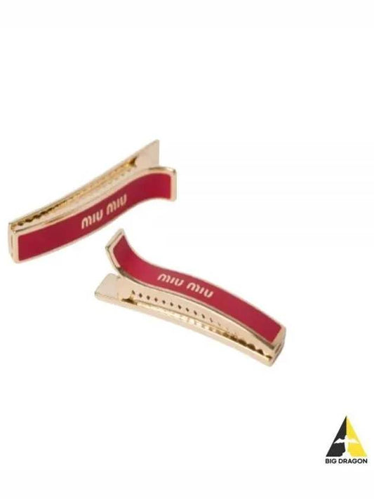 Engraved Logo Hair Pin Set Red - MIU MIU - BALAAN 2