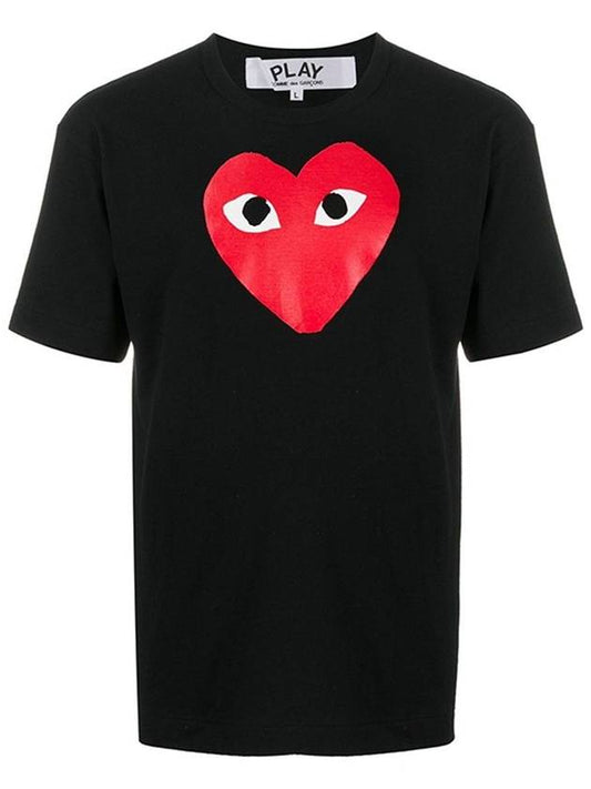 Play Men s Red Heart Logo Cotton T Shirt Black AZ T112 - COMME DES GARCONS - BALAAN 1