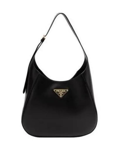 Triangle Logo Leather Shoulder Bag Black - PRADA - BALAAN 2