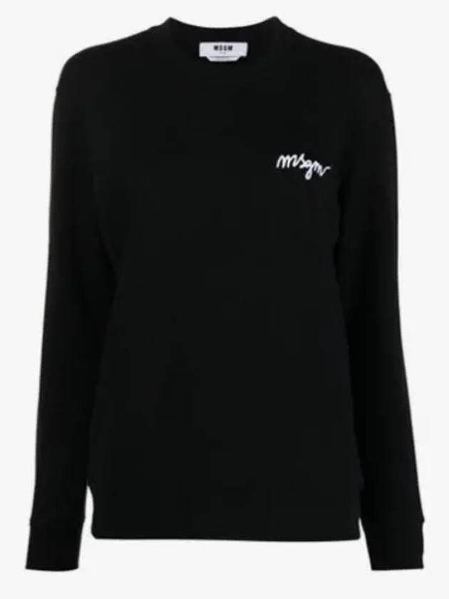 Embroidered Logo Cotton Sweatshirt Black - MSGM - BALAAN 2