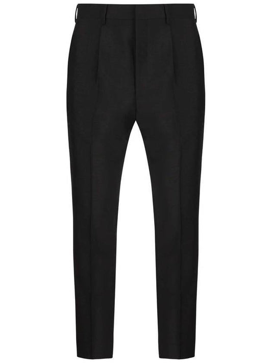 Men's Mohair Wool Straight Pants Black - PRADA - BALAAN.