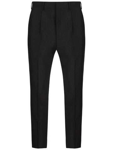 Men's Mohair Wool Straight Pants Black - PRADA - BALAAN 1