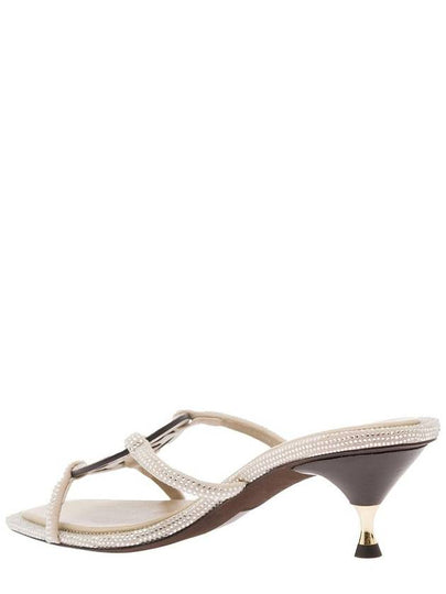 Silver Sandals With Rhinestone And Double T Detail In Leather Woman - TORY BURCH - BALAAN 2