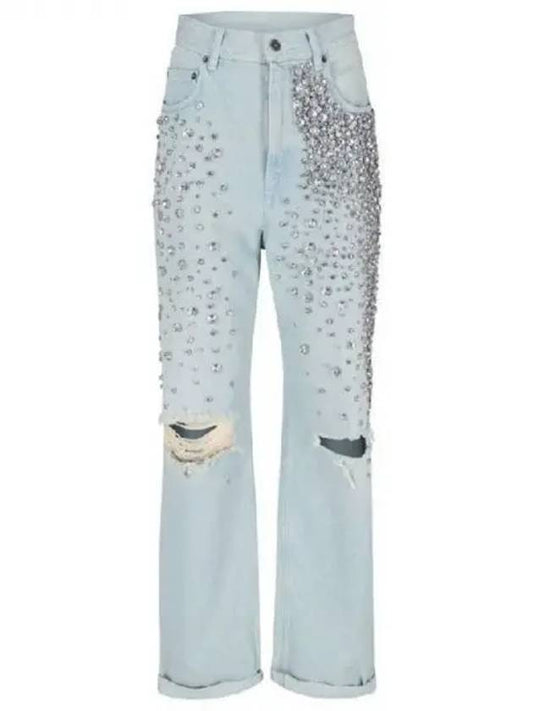 Crystal embellished distressed denim pants 270271 - GOLDEN GOOSE - BALAAN 1