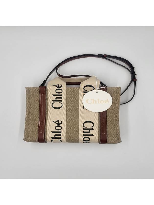 Woody Small Canvas Tote Bag White Brown Beige - CHLOE - BALAAN 6