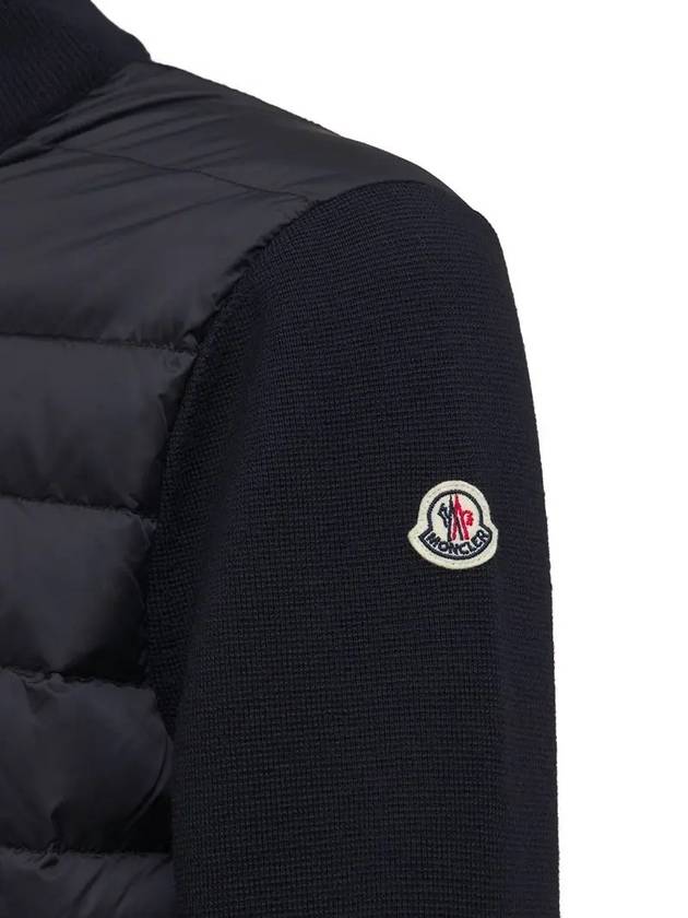 Padded wool cardigan navy blue - MONCLER - BALAAN 4