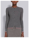 Women's Baby Cable Wool Crepe Crew Neck Cardigan Medium Grey - THOM BROWNE - BALAAN 2