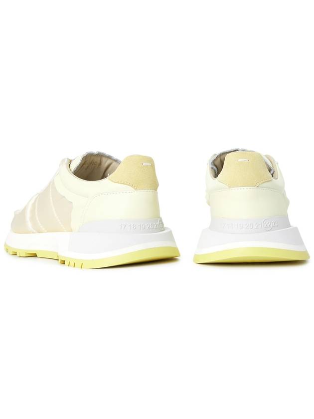 Men's 50 50 Lace-up Nylon Leather Low Top Sneakers Pastel Yellow - MAISON MARGIELA - BALAAN 7