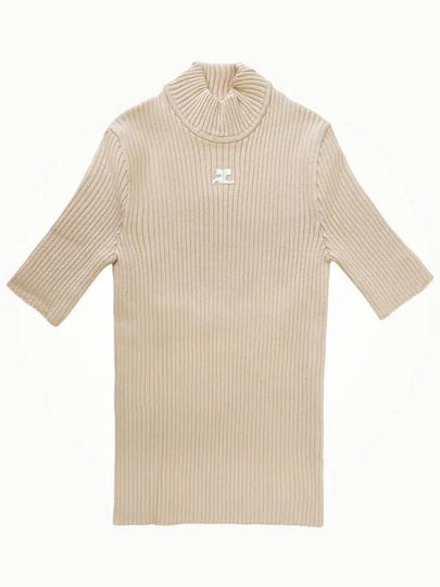 Reedition Knit Short Sleeve Turtle Neck Sand - COURREGES - BALAAN 2