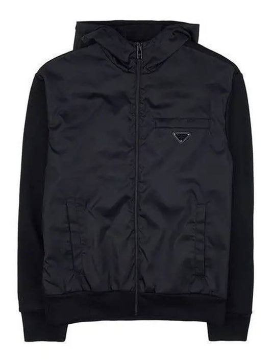 Re-Nylon Zip Up Hoodie Jacket Black - PRADA - BALAAN 2