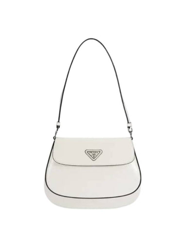 Cleo Brushed Flap Shoulder Bag White - PRADA - BALAAN 1