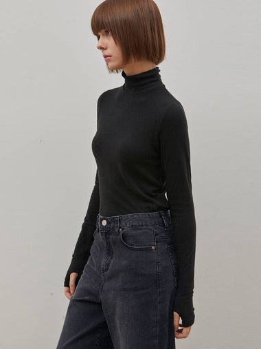 Warmer Angora High Neck Top Black - RYUL+WAI: - BALAAN 1