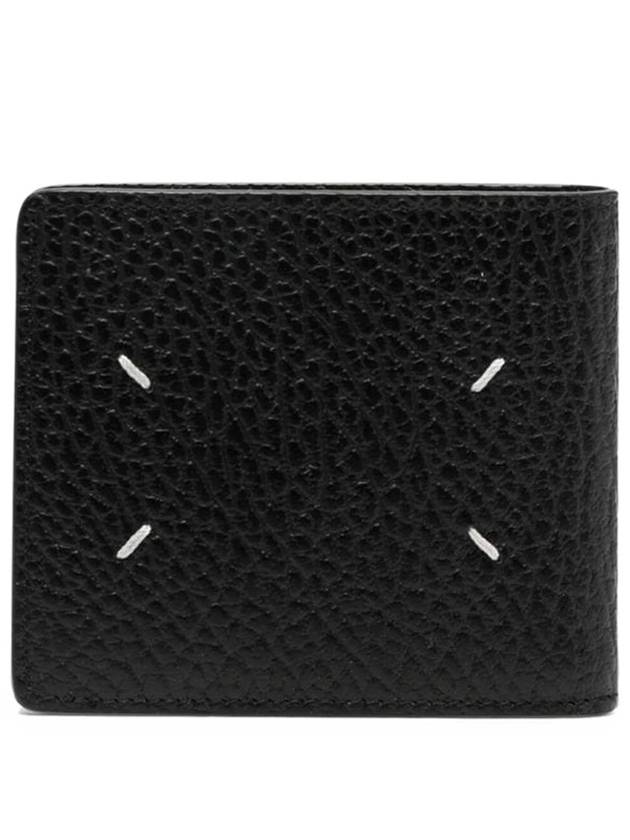 Stitched Leather Bifold Half Wallet Black - MAISON MARGIELA - BALAAN 2