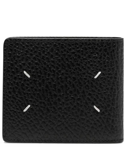 Stitched Leather Bifold Half Wallet Black - MAISON MARGIELA - BALAAN 2