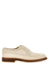 Perforated-Embellished Lace-Up Derby Beige - BRUNELLO CUCINELLI - BALAAN 2