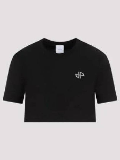 Logo Crop Cotton Short Sleeve T-Shirt Black - PATOU - BALAAN 2