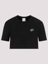 Logo Crop Cotton Short Sleeve T-Shirt Black - PATOU - BALAAN 2