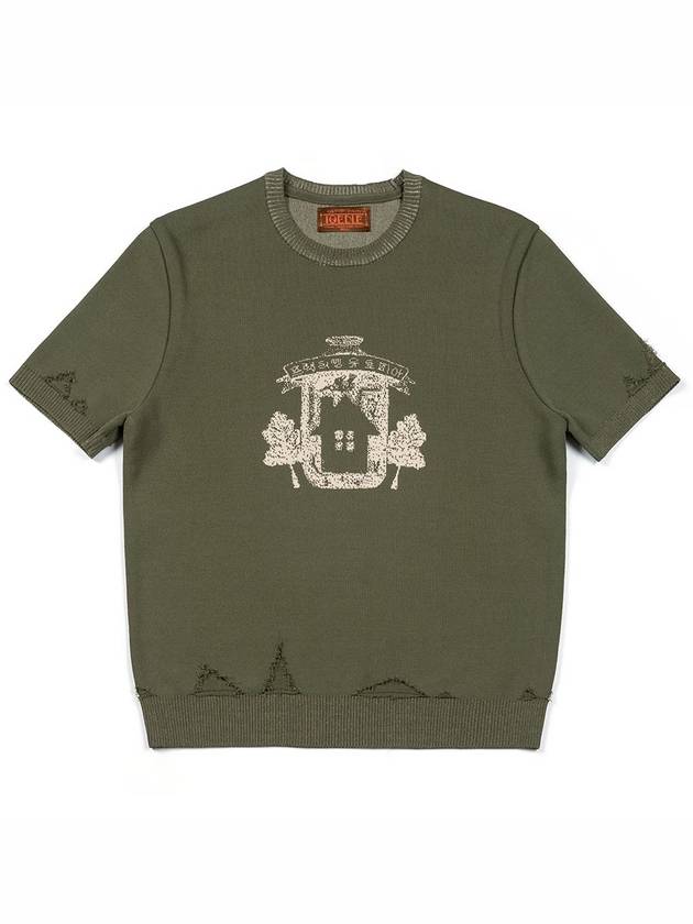 Men's I4SN05KH Utopia Vintage Jacquard Short Sleeve Knit Khaki - IOEDLE - BALAAN 2