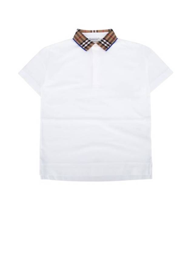 Kids Vintage Check Collar Short Sleeve Polo Shirt White - BURBERRY - BALAAN 1