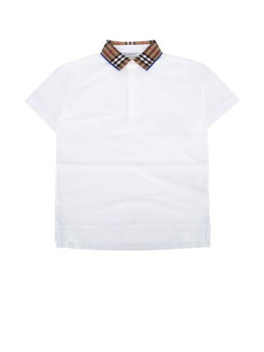 Kids Vintage Check Collar Short Sleeve Polo Shirt White - BURBERRY - BALAAN 1