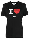 I LOVE MSGM Print Cotton Short Sleeve T-Shirt Black - MSGM - BALAAN 2