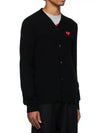 Men's Red Heart Wappen Wool Cardigan Black - COMME DES GARCONS PLAY - BALAAN 3