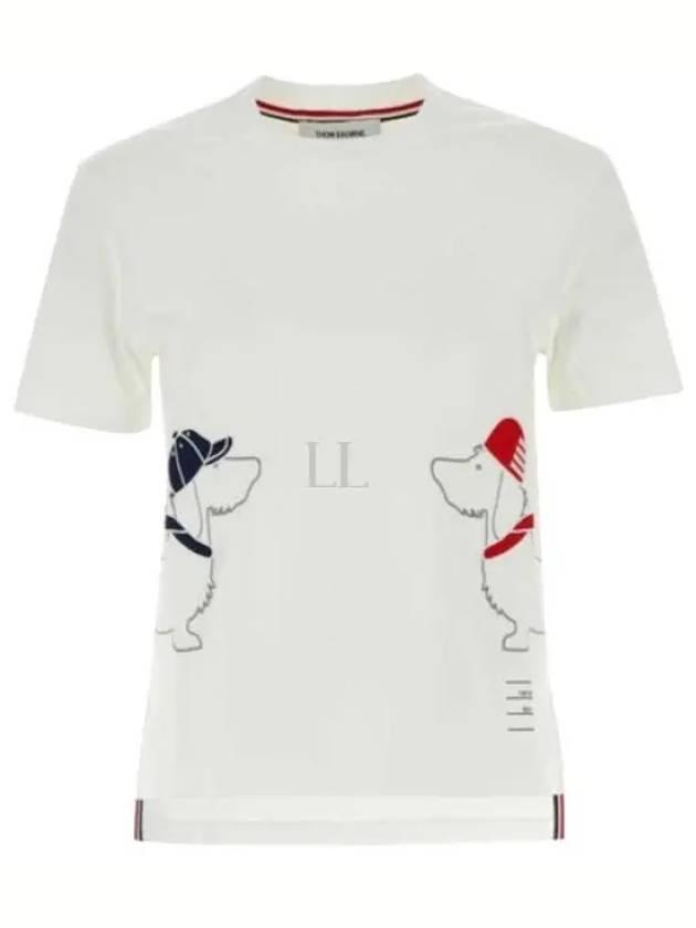 Cotton Twin Hector Embroidery Short Sleeve T-Shirt White - THOM BROWNE - BALAAN 2