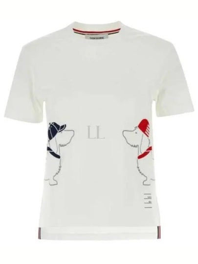 Cotton Twin Hector Embroidery Short Sleeve T-Shirt White - THOM BROWNE - BALAAN 2