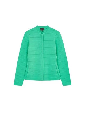 Women s tiered knit zip up cardigan green 270531 - EMPORIO ARMANI - BALAAN 1