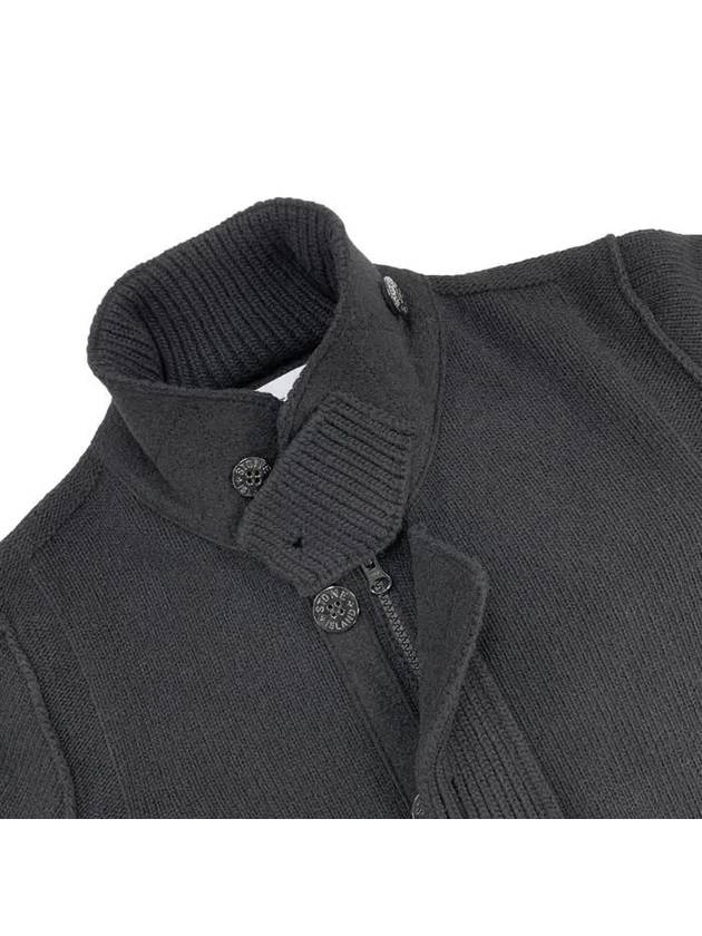 Wappen High Neck Button Up Wool Cardigan Black - STONE ISLAND - BALAAN 8