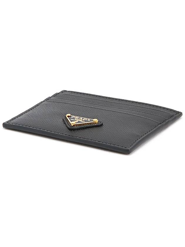 Saffiano Leather Triangle Logo Card Wallet Black Gold - PRADA - BALAAN 4