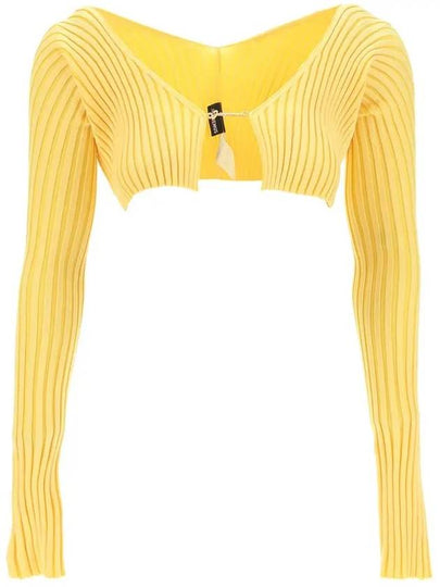 La Maille Pralu Micro Charm Logo Cardigan Yellow - JACQUEMUS - BALAAN 2