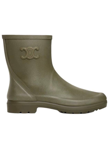 Natural Rubber Mid Rain Boots Khaki - CELINE - BALAAN 1