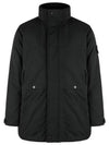 Logo Patch Regular Down Jacket Black - STONE ISLAND - BALAAN 2