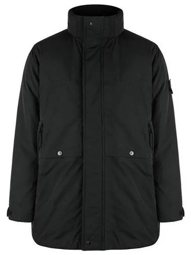 Logo Patch Regular Down Jacket Black - STONE ISLAND - BALAAN 2