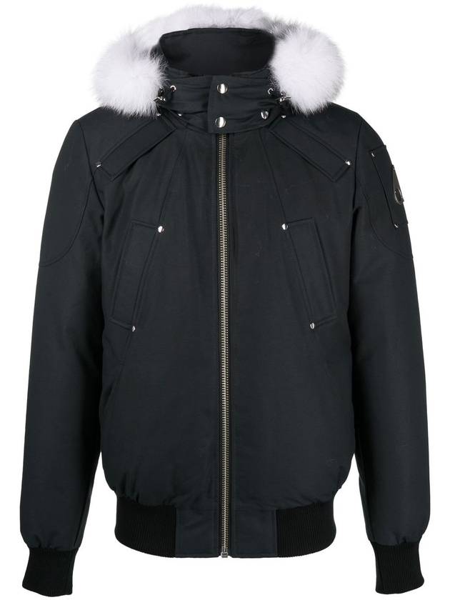 Men's Ballistic Bomber Jacket White Fox Fur Black - MOOSE KNUCKLES - BALAAN 3