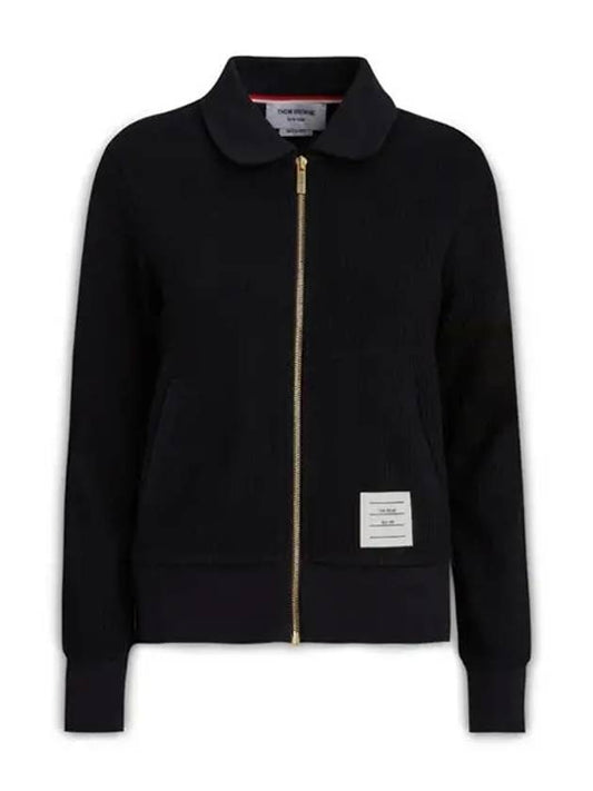 Women's Seersucker Loopback 4-Bar Zip-Up Jacket Navy - THOM BROWNE - BALAAN 2