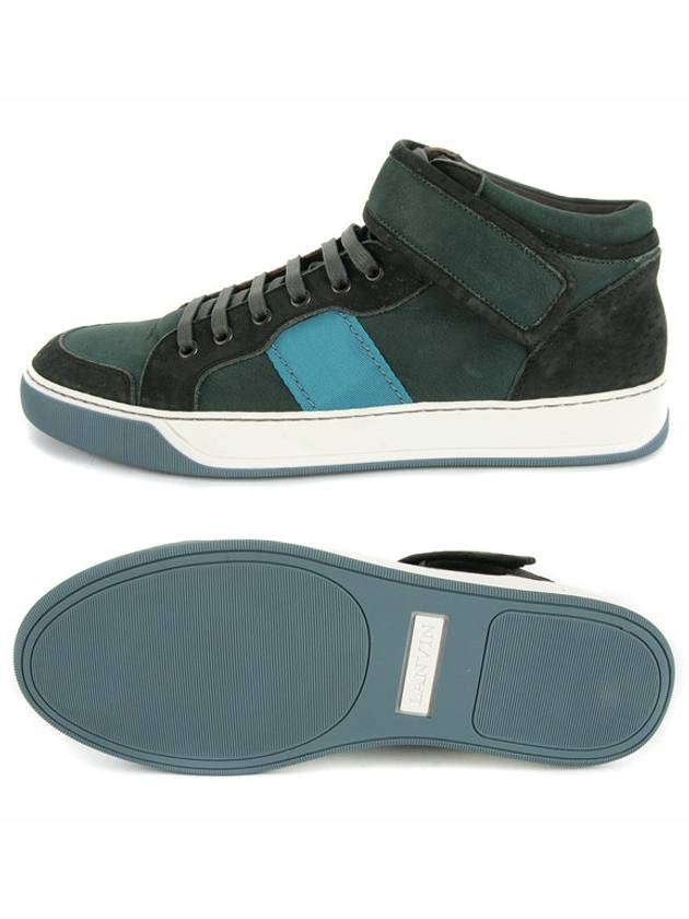 Leather High Top Sneakers Royal Blue - LANVIN - BALAAN 8