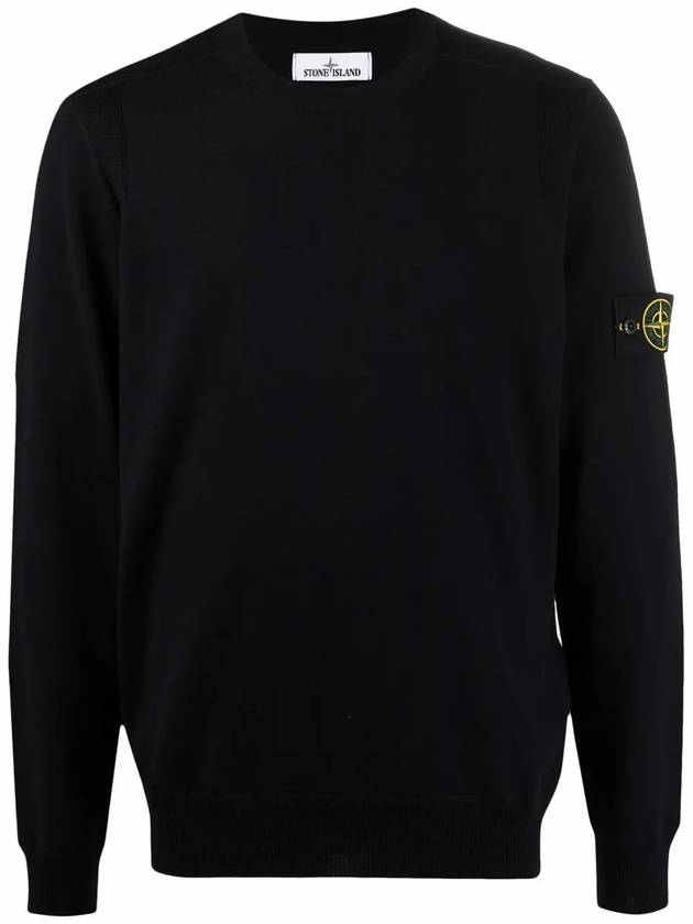 Light Wool Crewneck Knit Top Black - STONE ISLAND - BALAAN 2