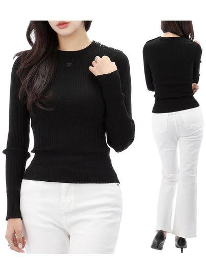 Shoulder Snap Rib Knit Top Black - COURREGES - BALAAN 2