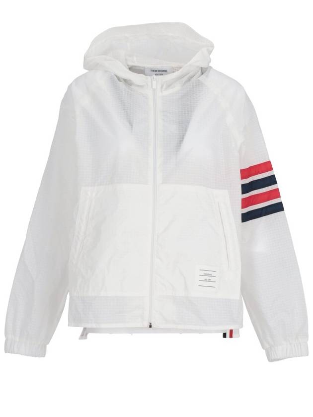 4 Bar Ripstop Polyamide Windbreaker White - THOM BROWNE - BALAAN 2