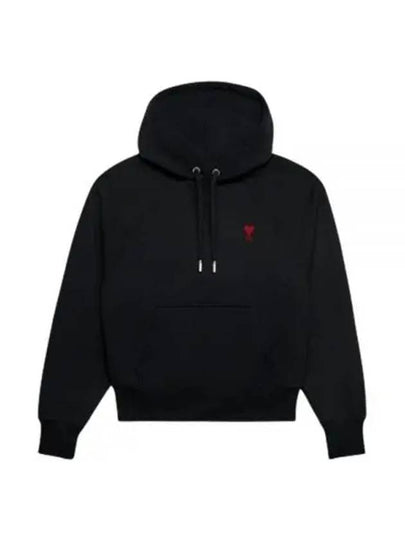 Heart Logo Cotton Hoodie Black - AMI - BALAAN 2