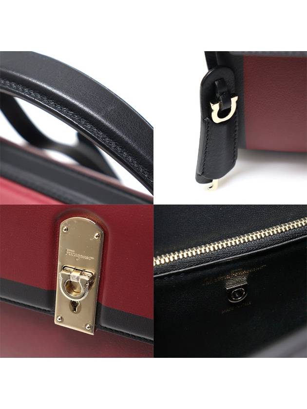 21 H918 Two tone calfskin gold Gancini top handle boxy bag 2WAY - SALVATORE FERRAGAMO - BALAAN 7