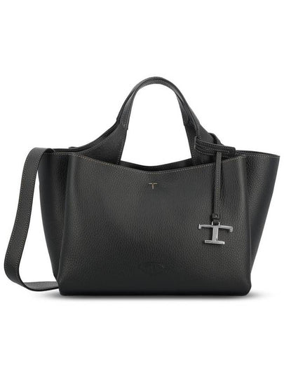 T Timeless Leather Small Tote Bag Black - TOD'S - BALAAN 2