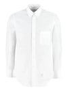 Men's Grosgrain Placket Solid Poplin Long Sleeve Shirt White - THOM BROWNE - BALAAN 5