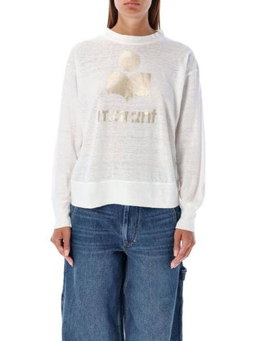 Klowia Logo Print Linen Sweatshirt White Light Gold - ISABEL MARANT - BALAAN 1