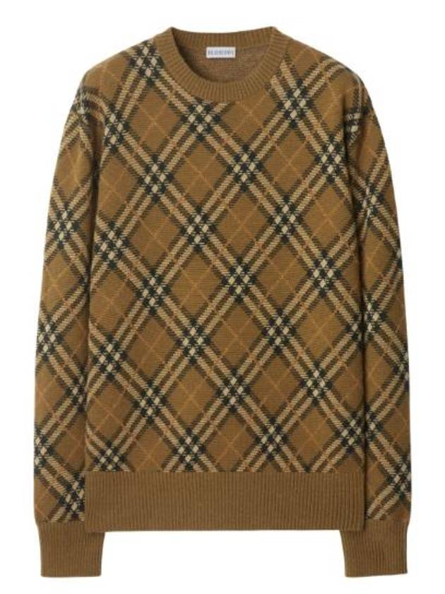 Check Wool Mohair Blend Knit Top Brown - BURBERRY - BALAAN 6