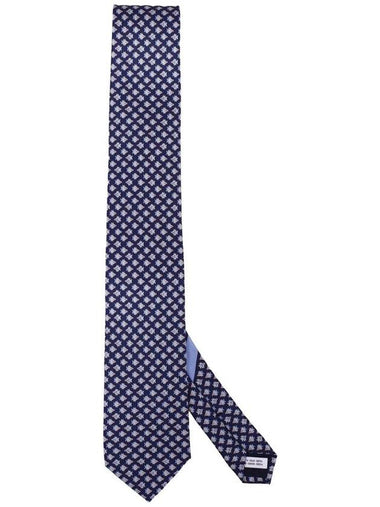 Men’s Fish Print Silk Tie Navy - SALVATORE FERRAGAMO - BALAAN 1