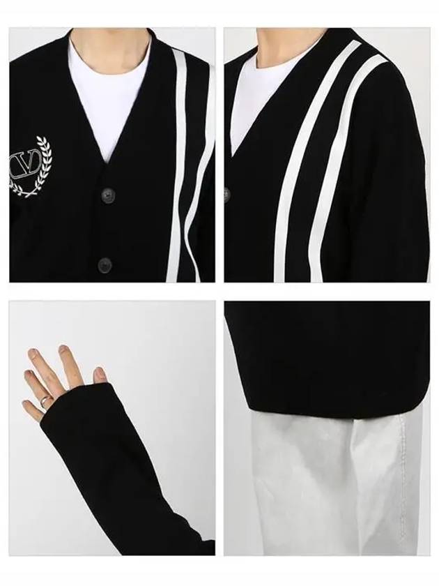 Signature V Logo Wool Cardigan Black - VALENTINO - BALAAN 4